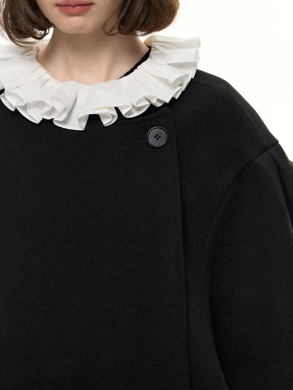 Romance Nanci Black Witch Cape Puffed Pleated Short Skirt Women's Wool Matching Skirt Sets