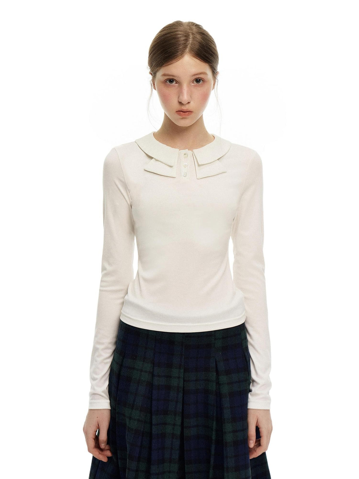 Romance Nanci Bow Tie Knit Slim Fit Women's Long Sleeve T-shirts