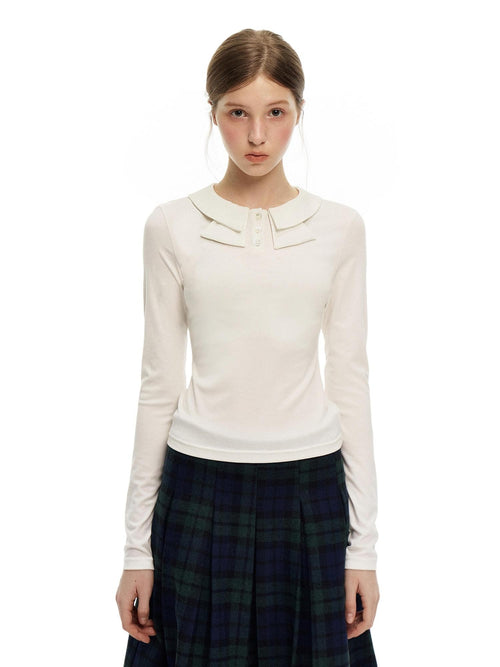 Romance Nanci Bow Tie Knit Slim Fit Women's Long Sleeve T-shirts