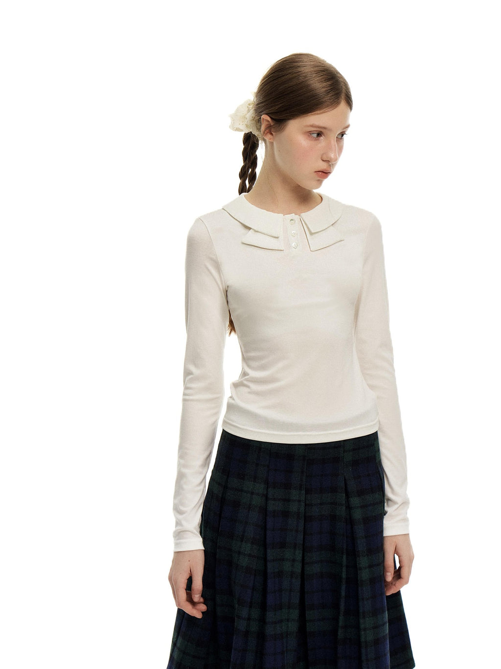 Romance Nanci Bow Tie Knit Slim Fit Women's Long Sleeve T-shirts