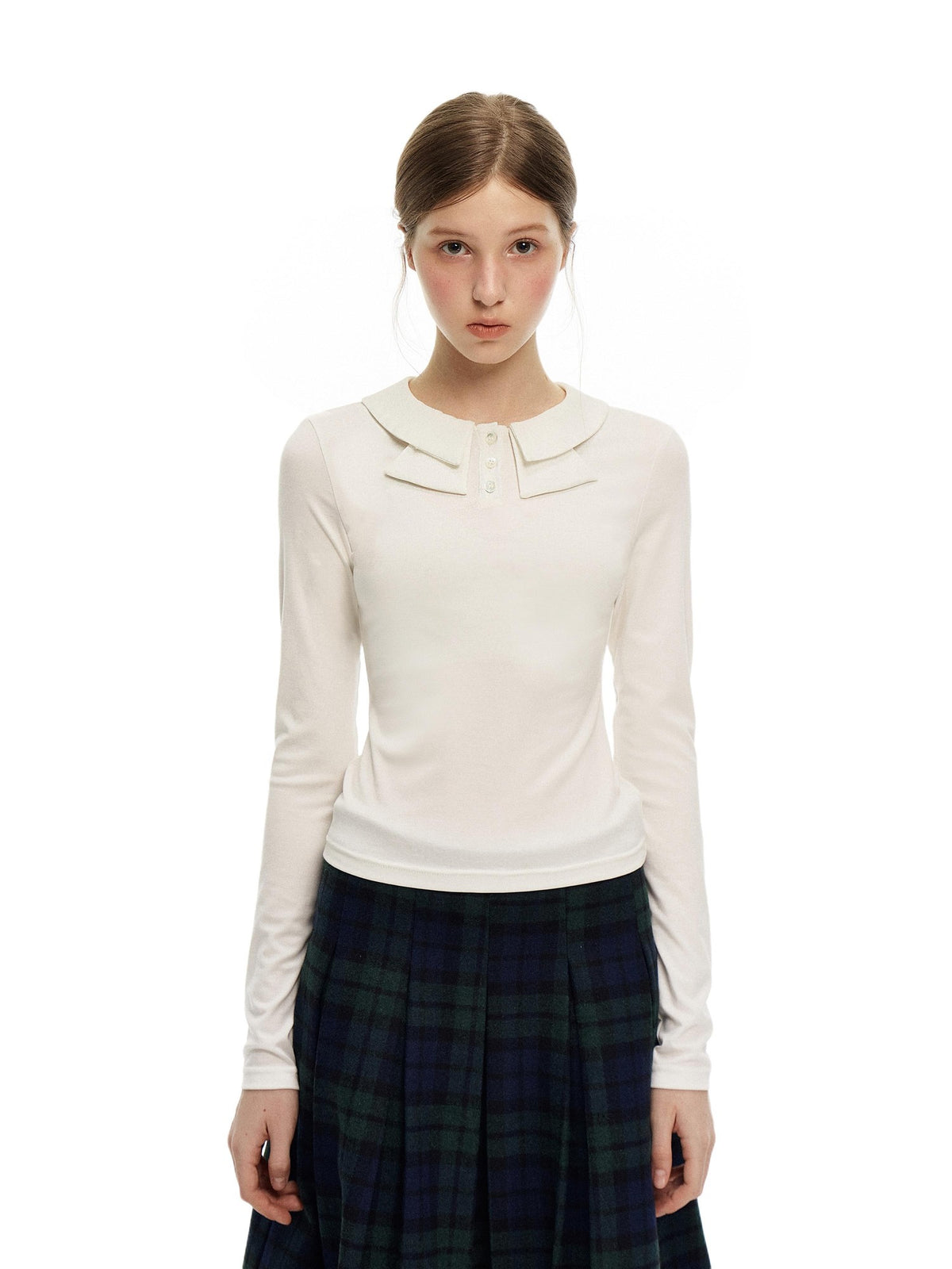 Romance Nanci Bow Tie Knit Slim Fit Women's Long Sleeve T-shirts