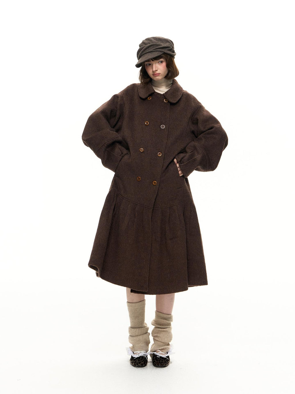Romance Nanci Double Breasted Loose Fit Mid Length Women's Wool Coats