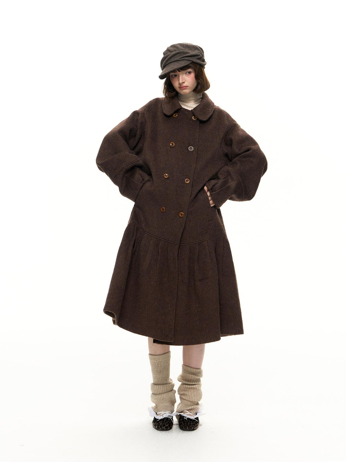 Romance Nanci Double Breasted Loose Fit Mid Length Women's Wool Coats