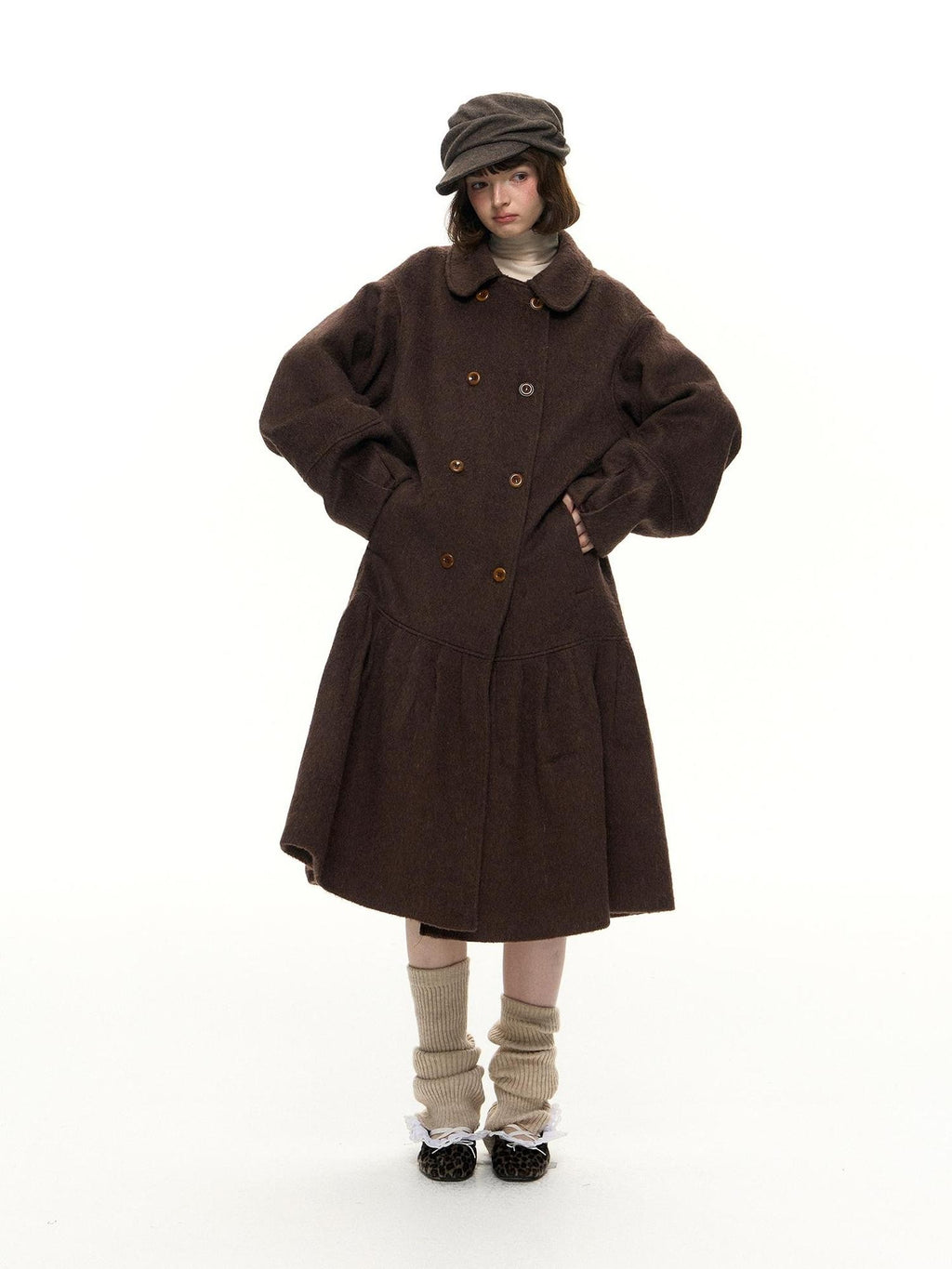 Romance Nanci Double Breasted Loose Fit Mid Length Women's Wool Coats