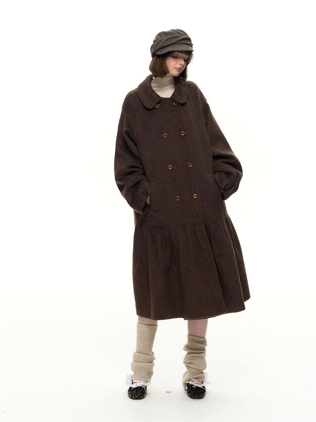 Romance Nanci Double Breasted Loose Fit Mid Length Women's Wool Coats