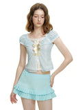 Romance_Nanci_Floral_Applique_Faux_Layered_Puff_Sleeve_Women's_Sheer_Short_Sleeve_T-shirts_1045081059013_MISSTT