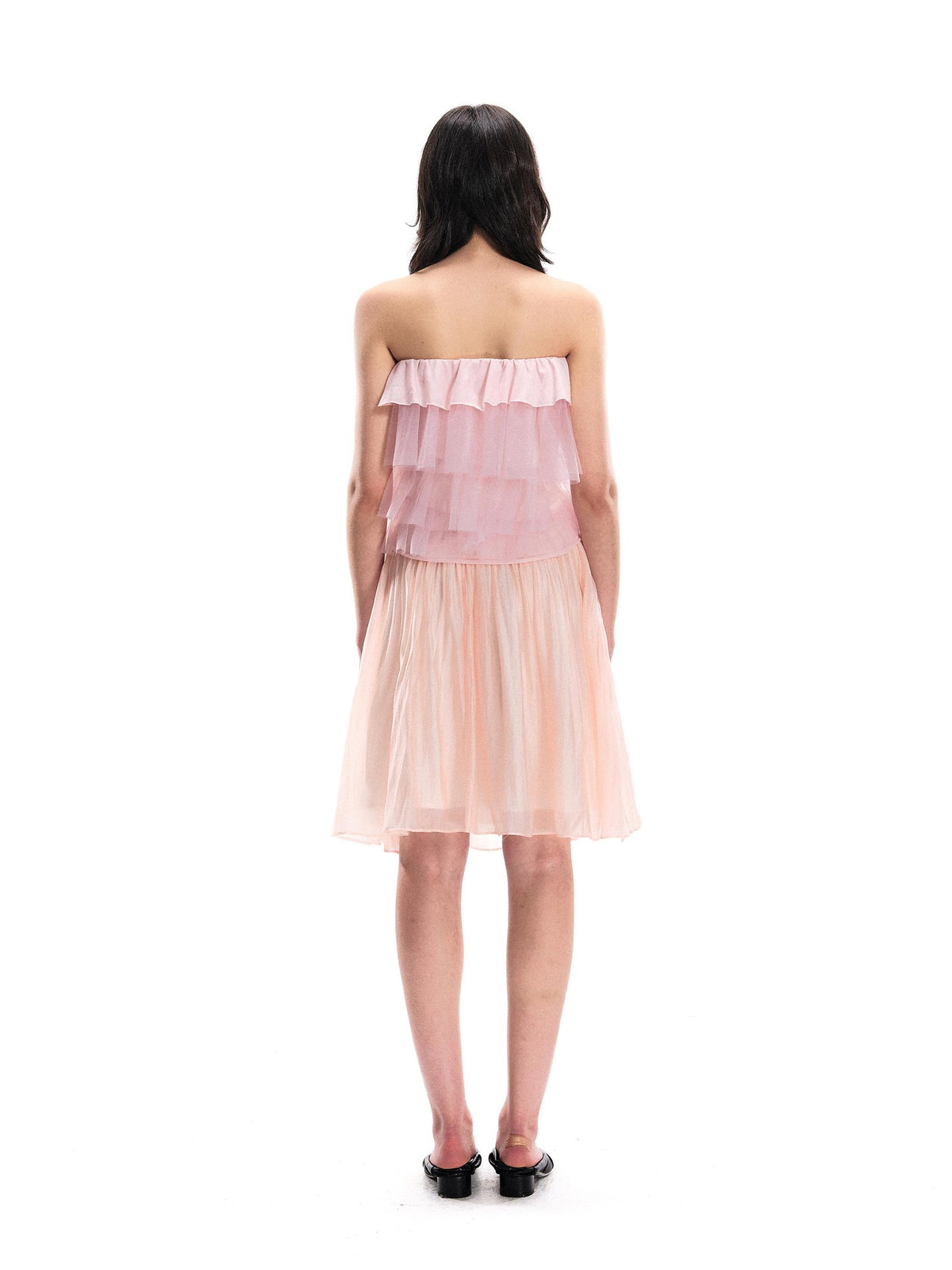 Romance Nanci Light Flowy Pink Pleated Flared Women's Polyester Blend Midi Skirts