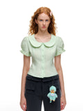 Romance_Nanci_Mint_Green_Lace_Doll_Collar_Puff_Sleeves_Cropped_Fitted_Waist_Women's_Blouses_1052907415742_MISSTT