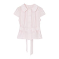 Romance_Nanci_Pink_Double_Breasted_Bow_Doll_Collar_Short_Sleeve_Women's_Matching_Skirt_Sets_940008655125_MISSTT