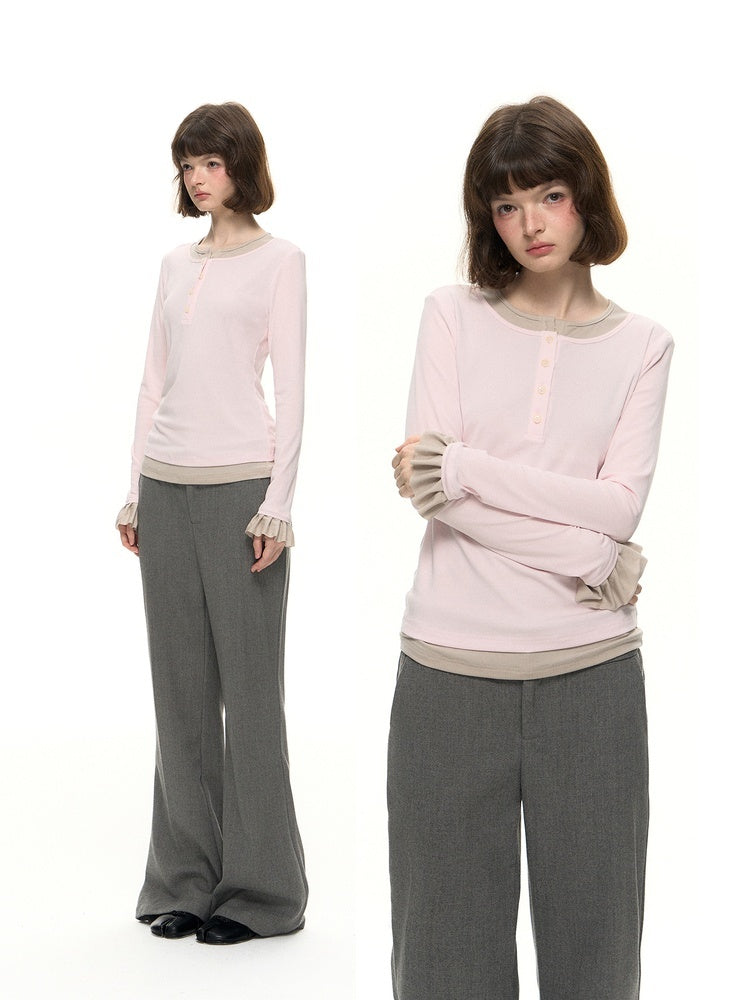 Romance_Nanci_Pink_Ruffle_Sleeve_Faux_Two_Piece_Women's_Lyocell_Long_Sleeve_T-shirts_989906856611_MISSTT