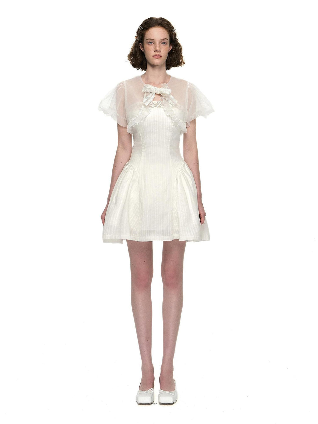 Romance Nanci Puff Sleeve Strapless Two Piece Fitted Waist Women's Cotton Tube Mini Dresses
