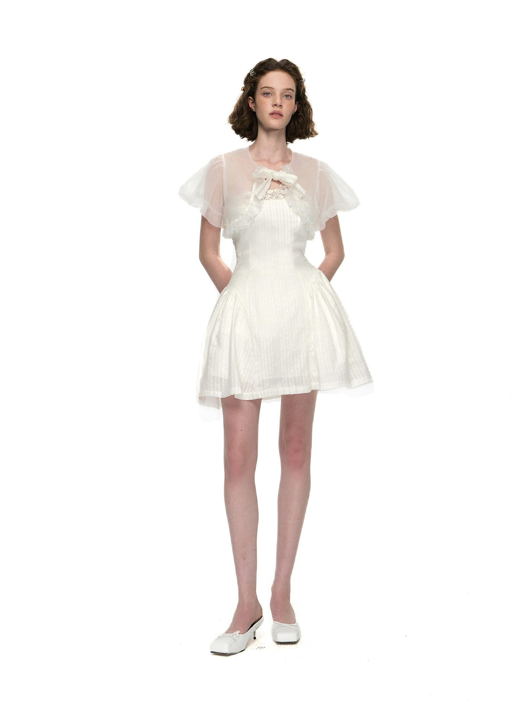 Romance Nanci Puff Sleeve Strapless Two Piece Fitted Waist Women's Cotton Tube Mini Dresses
