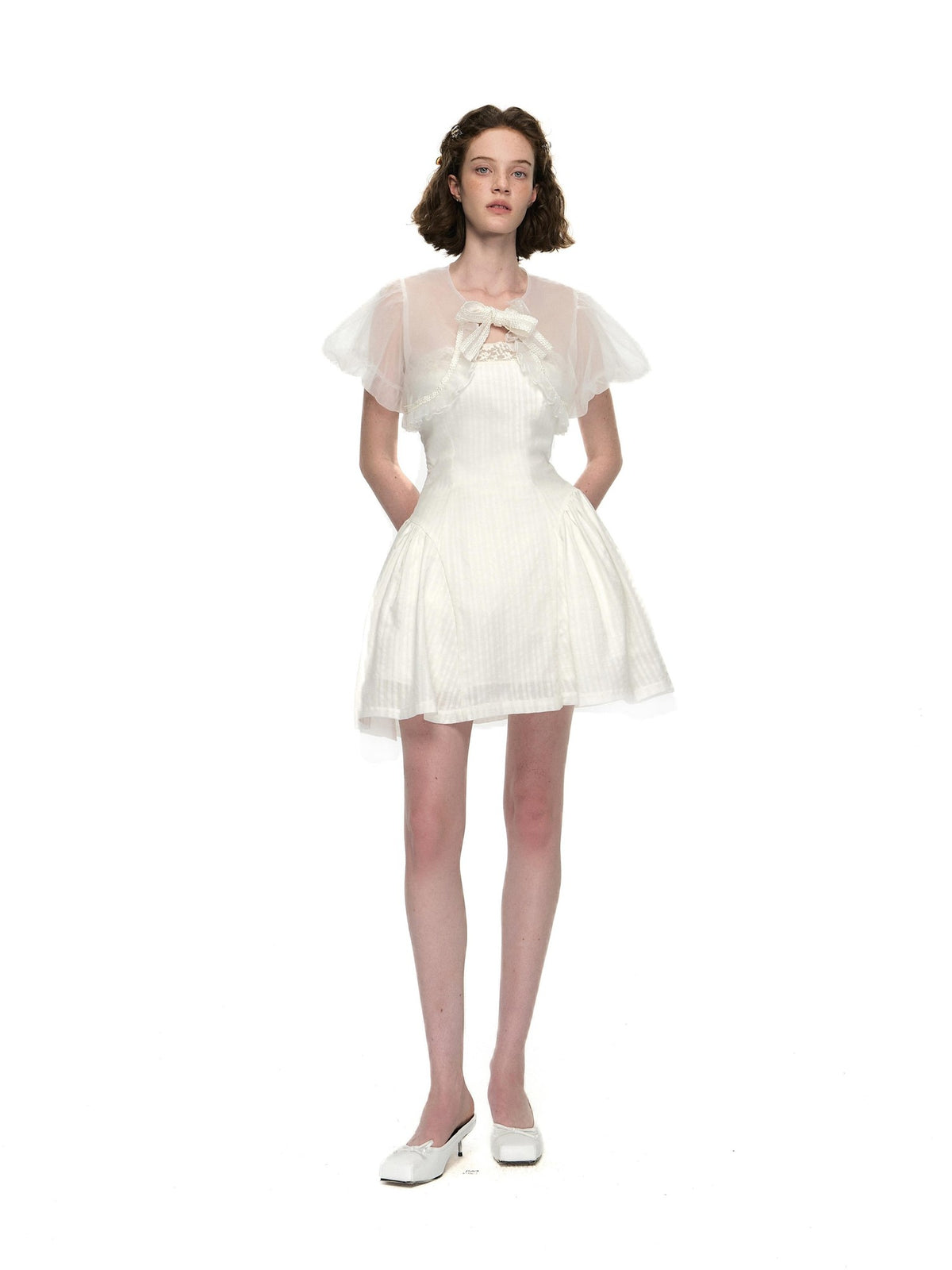 Romance Nanci Puff Sleeve Strapless Two Piece Fitted Waist Women's Cotton Tube Mini Dresses