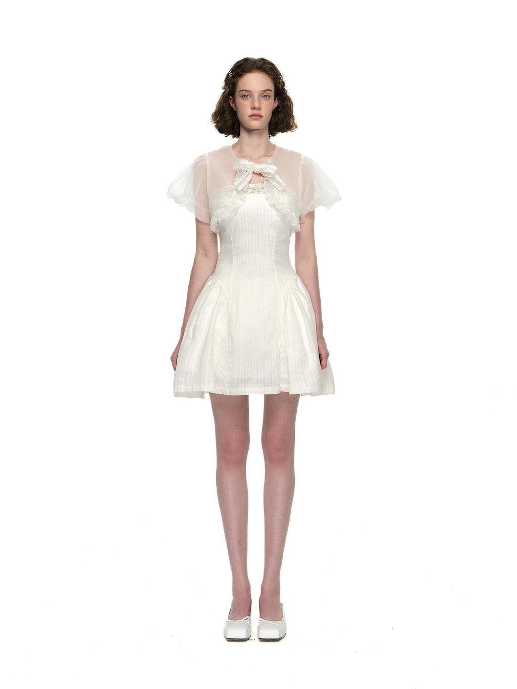 Romance Nanci Puff Sleeve Strapless Two Piece Fitted Waist Women's Cotton Tube Mini Dresses