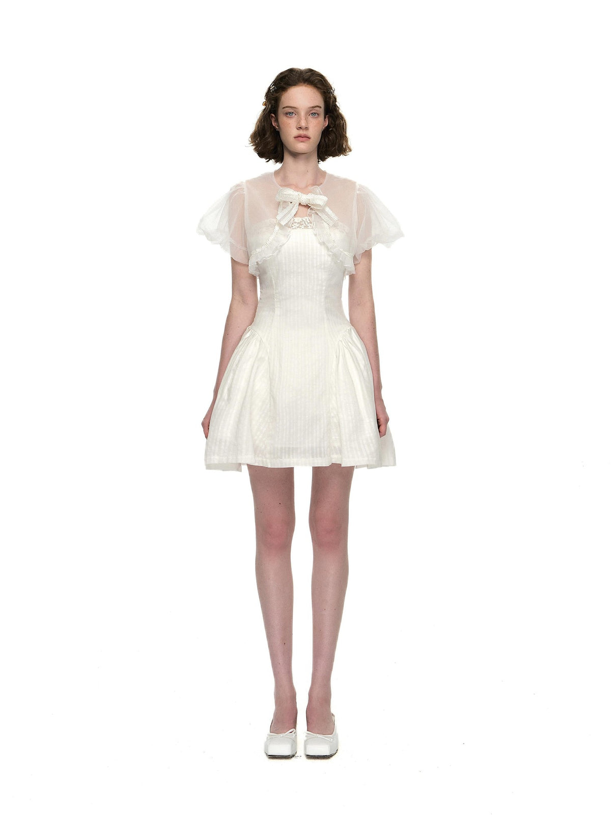 Romance Nanci Puff Sleeve Strapless Two Piece Fitted Waist Women's Cotton Tube Mini Dresses
