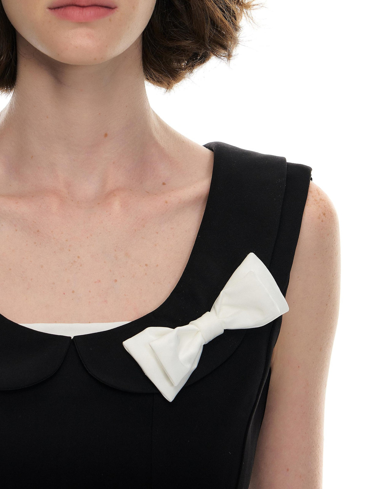 Romance Nanci Puffed Bow Waist Doll Collar Sleeveless Women's Polyester Slip Mini Dresses
