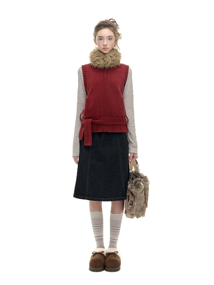 Romance_Nanci_Red_Detachable_Fur_Collar_Stand_Collar_Vest_Women's_Acrylic_Wool_Blend_Tank_Tops_998165066309_MISSTT