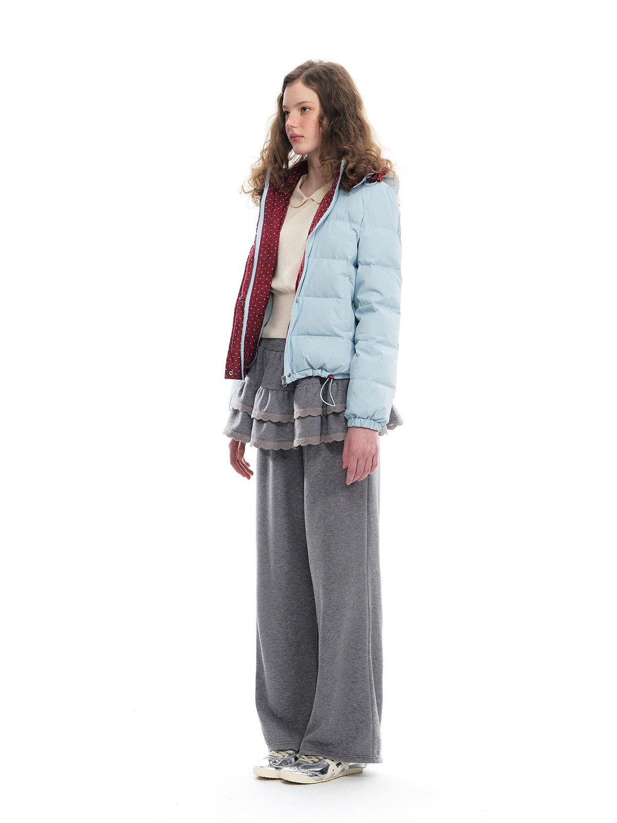 Romance Nanci Red Hood Polka Dot Colorblock Women's Duck Down Short Down Jackets