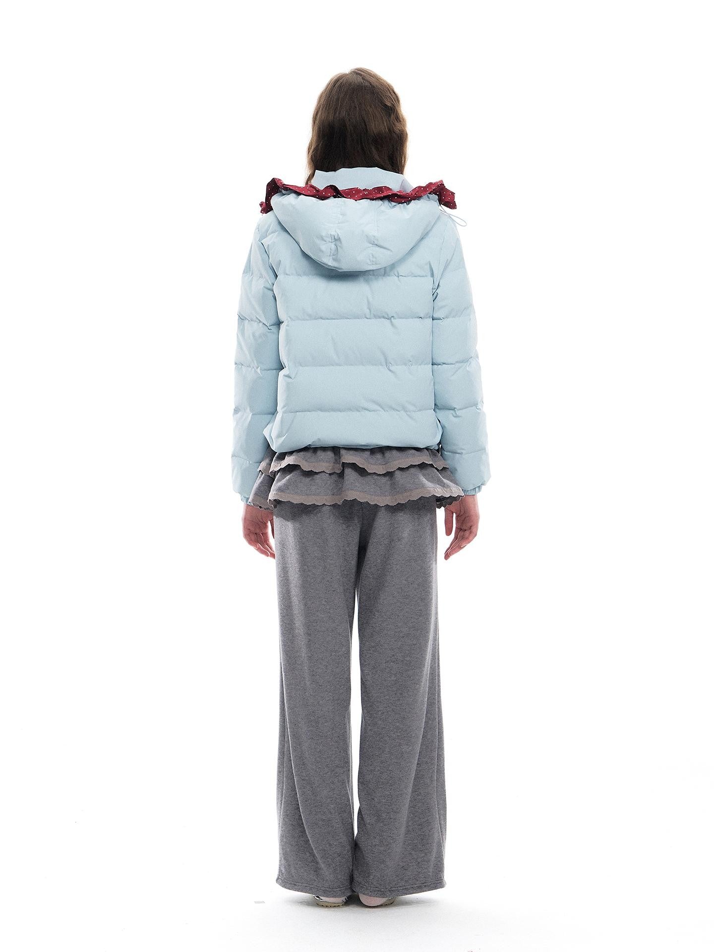 Romance Nanci Red Hood Polka Dot Colorblock Women's Duck Down Short Down Jackets