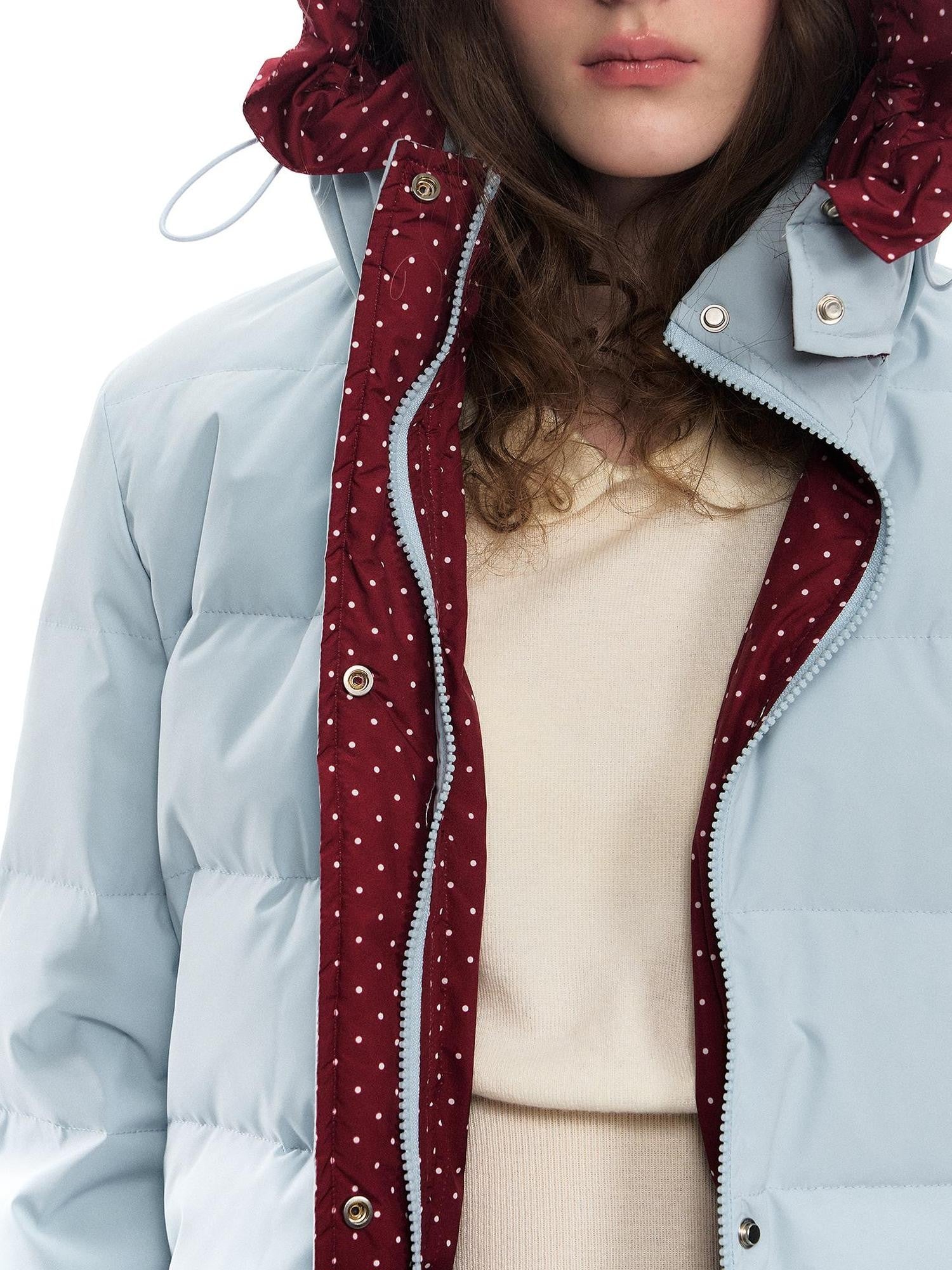 Romance Nanci Red Hood Polka Dot Colorblock Women's Duck Down Short Down Jackets