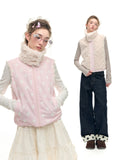 Romance_Nanci_Reversible_Polka_Dot_Stand_Collar_Zipper_Women's_Polyester_Sherpa_Vests_994458143299_MISSTT