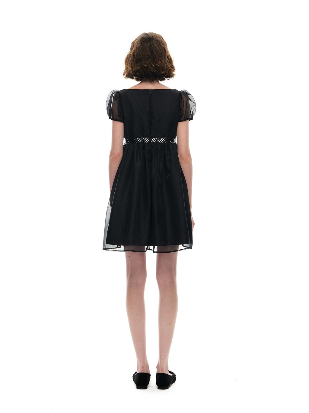 Romance Nanci Sequin Puff Sleeve High Waist A Line Women's Tulle Babydoll Mini Dresses