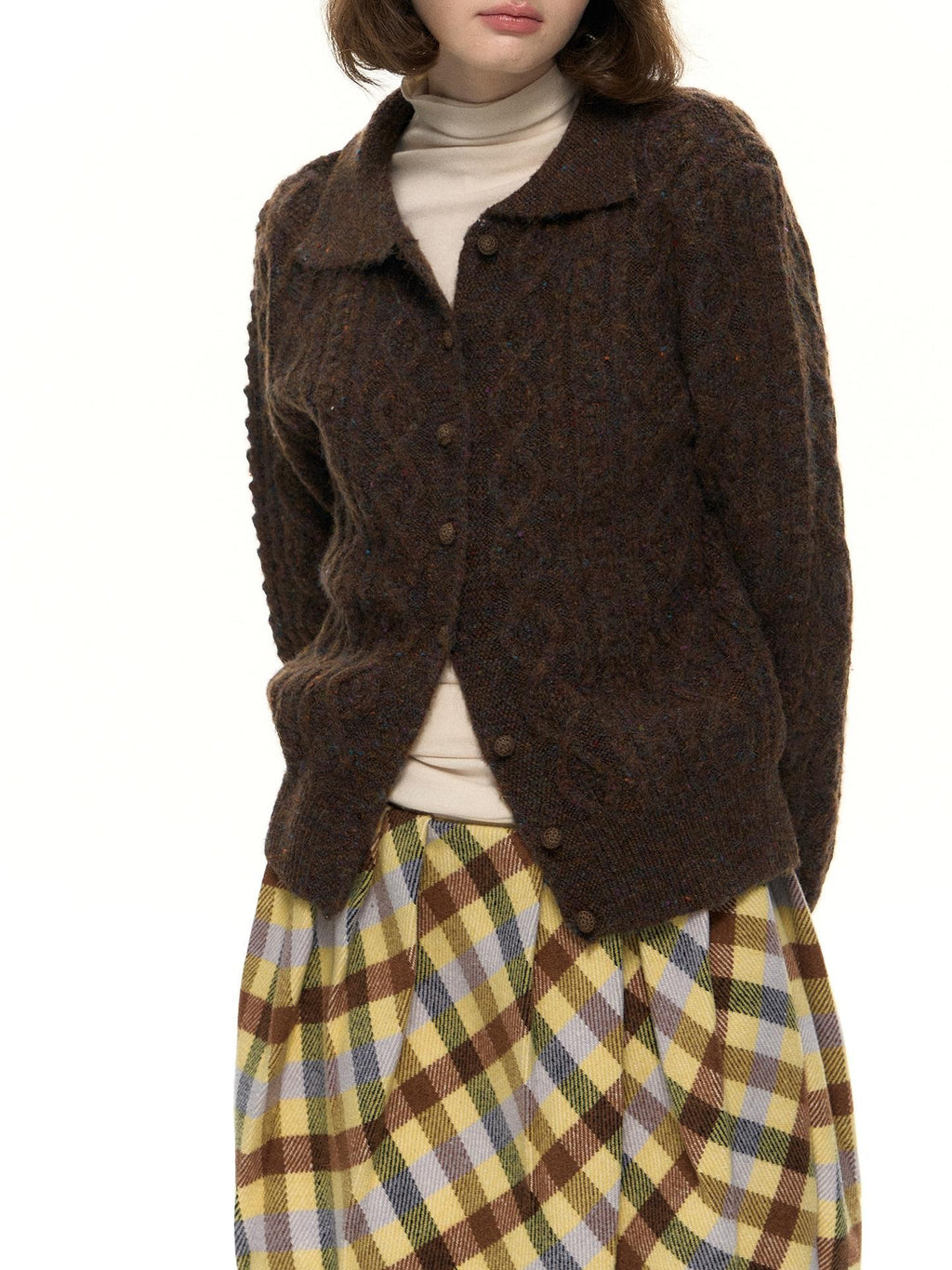 Romance Nanci Yellow Purple Plaid Pleated Pumpkin Women's Polyester Mini Skirts