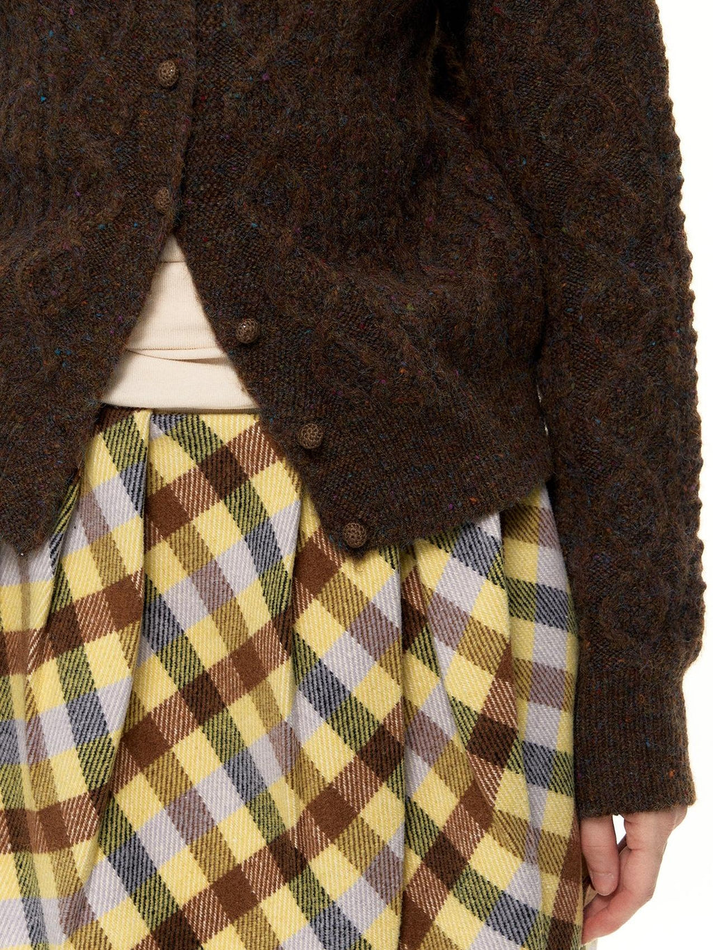 Romance Nanci Yellow Purple Plaid Pleated Pumpkin Women's Polyester Mini Skirts