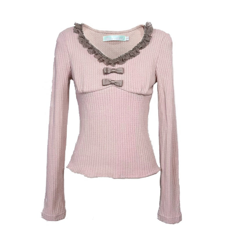 Rose_island_Contrast_Lace_Hand_Sewn_Bow_Slim_Knit_Women's_Long_Sleeve_T-shirts_1084233439968_MISSTT