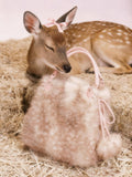 Deer Print Drawstring Square Faux Fur Women's Tote Bags