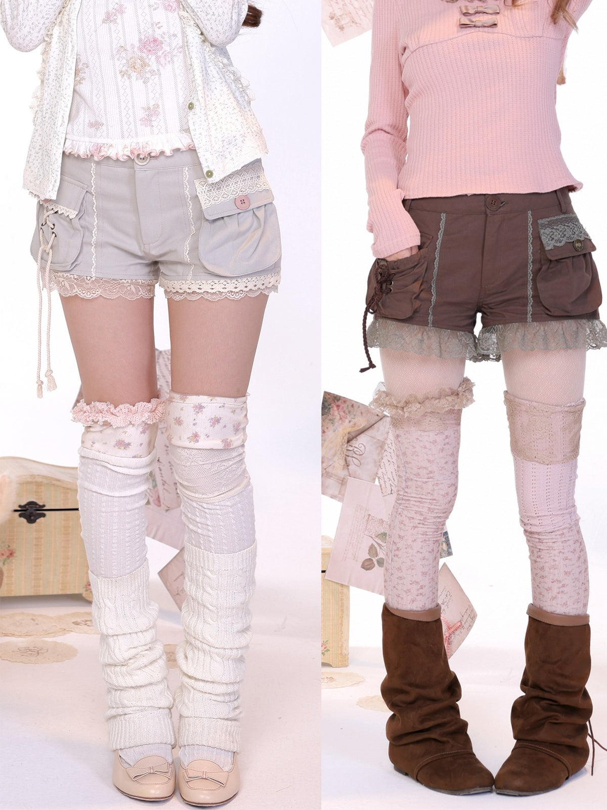 Rose_island_Ditsy_Floral_Asymmetric_Two_Tone_Women's_Knee_Socks_1087227000616_MISSTT