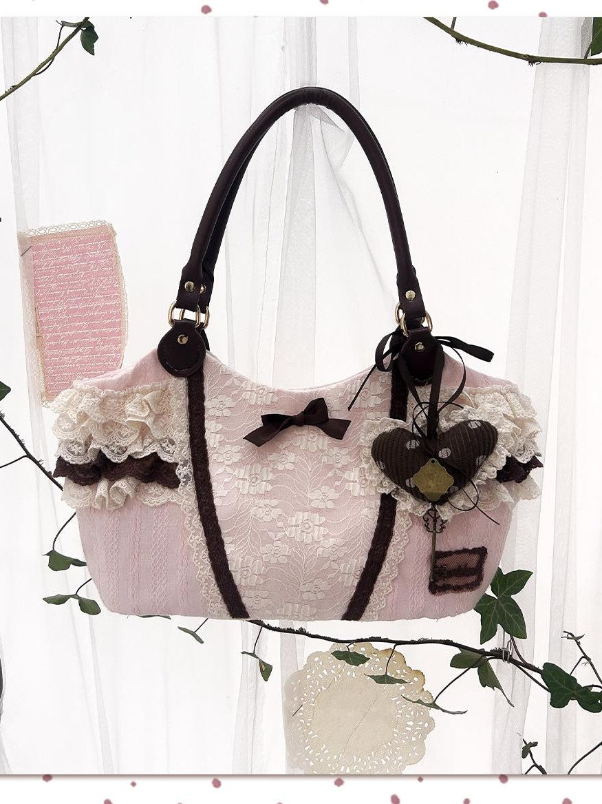 Rose island Lace Layered Cotton Soft Structured Women's Handbags