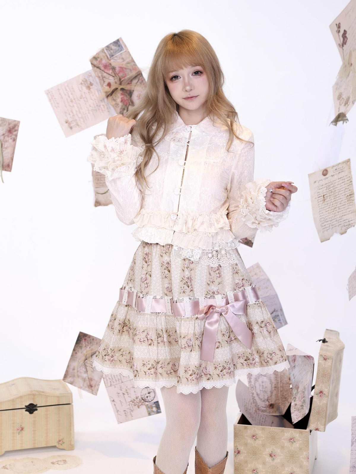 Rose island Sheer Floral Layered Lace Windproof Cardigan Women's Nylon Lace Blouses