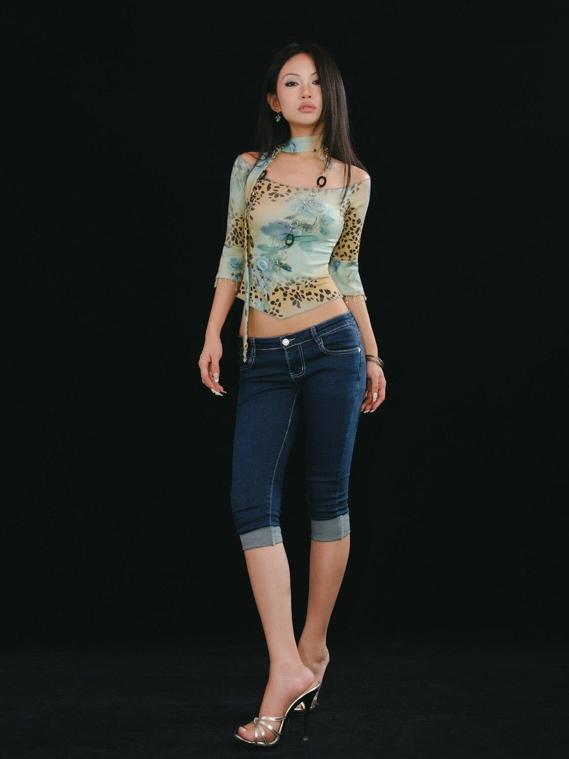 SCCREBEL Millennial Low Waist Skinny Stretch Women's Denim Cropped Jeans