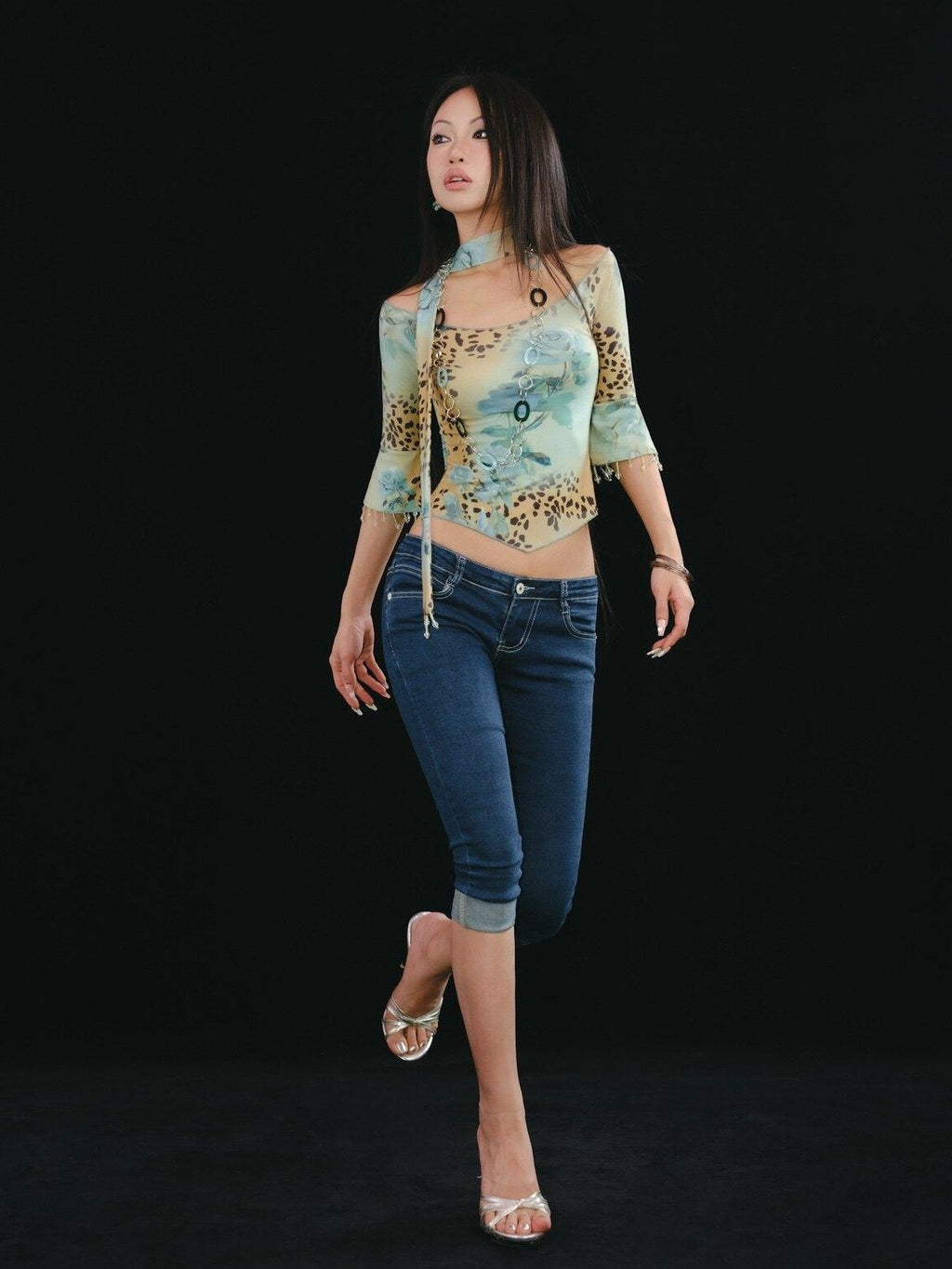 SCCREBEL Millennial Low Waist Skinny Stretch Women's Denim Cropped Jeans