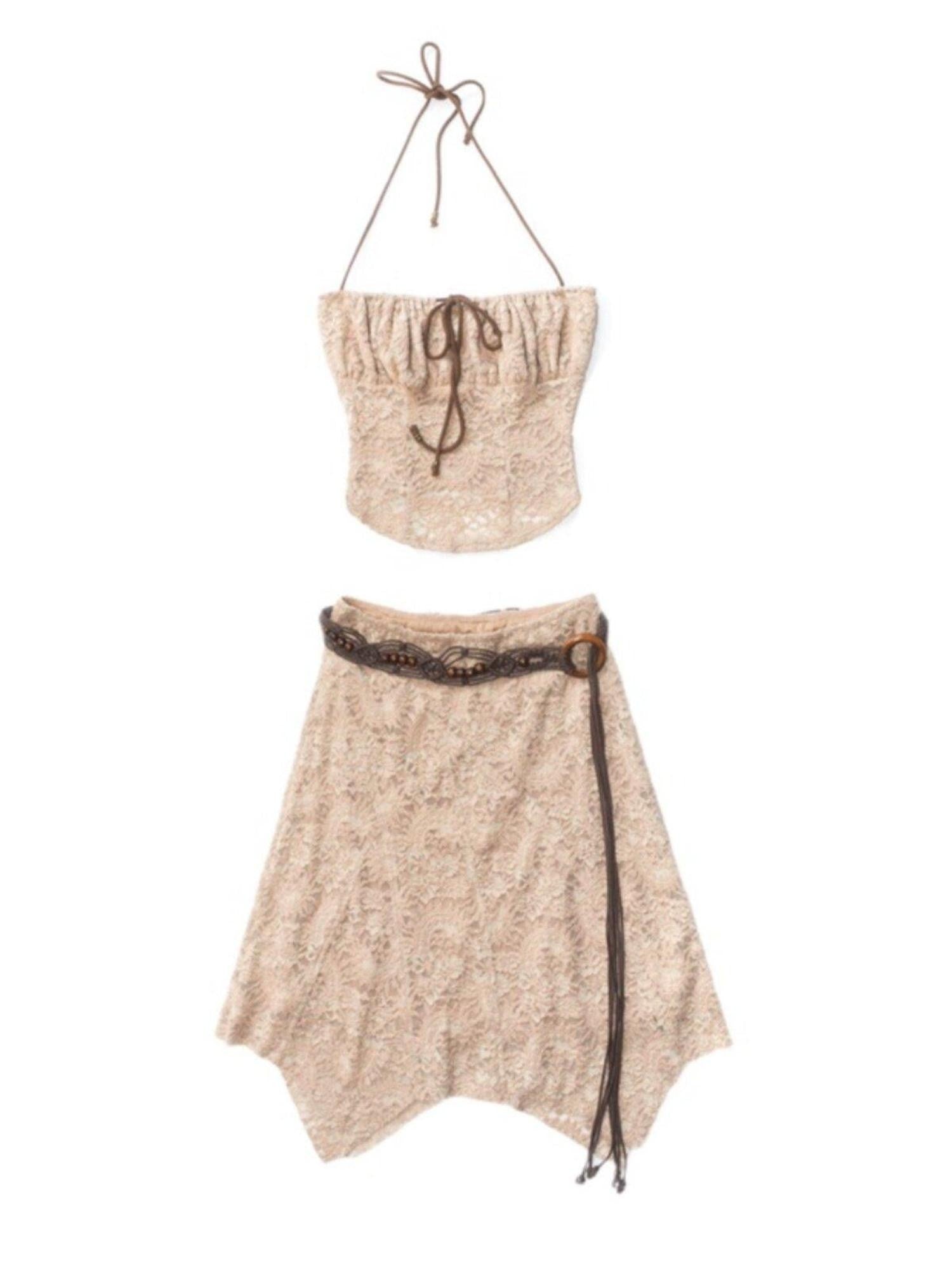 SCCREBEL Paisley Lace Hollow Knit Vintage Strappy Women's Spandex Camisoles