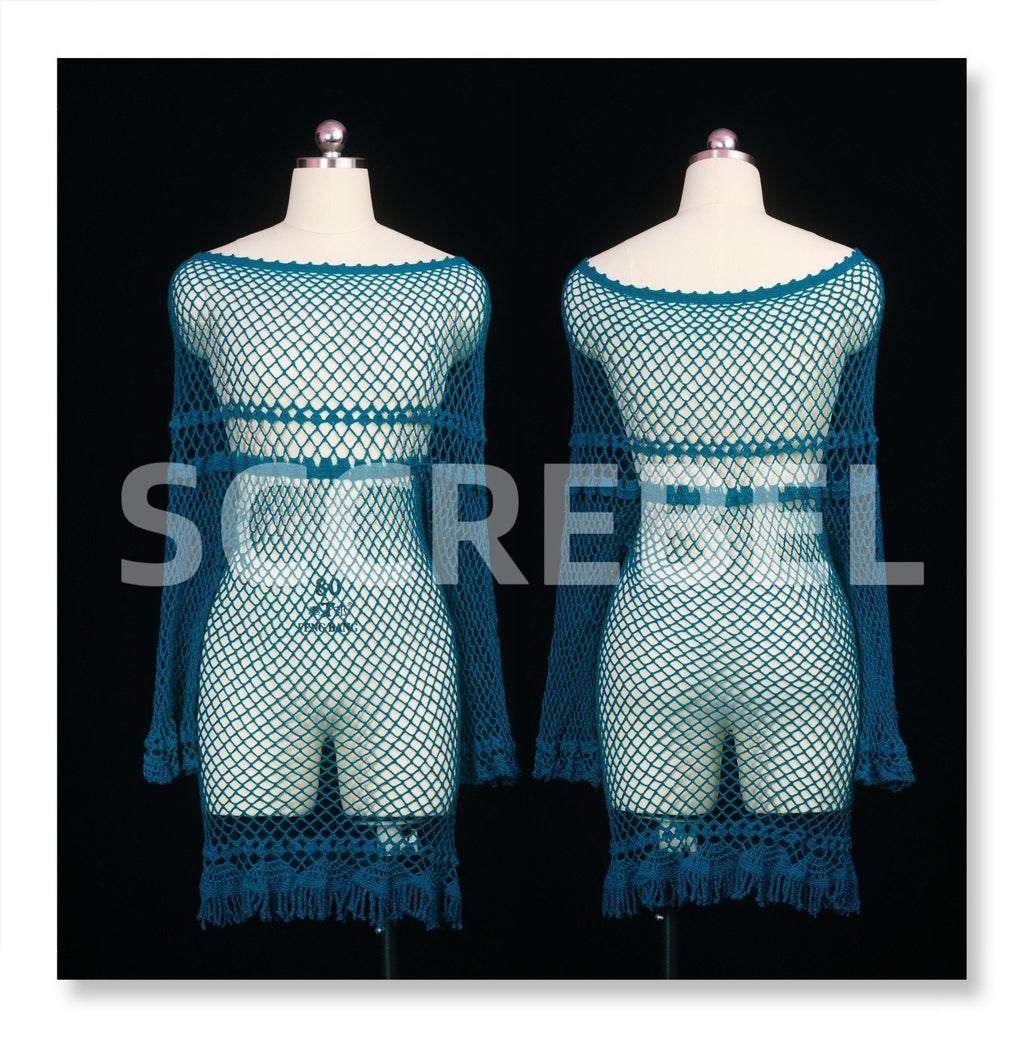 SCCREBEL_Peacock_Blue_Hand_Crochet_Openwork_Tassel_Women's_Cotton_Casual_Mini_Dresses_1048279272875_MISSTT