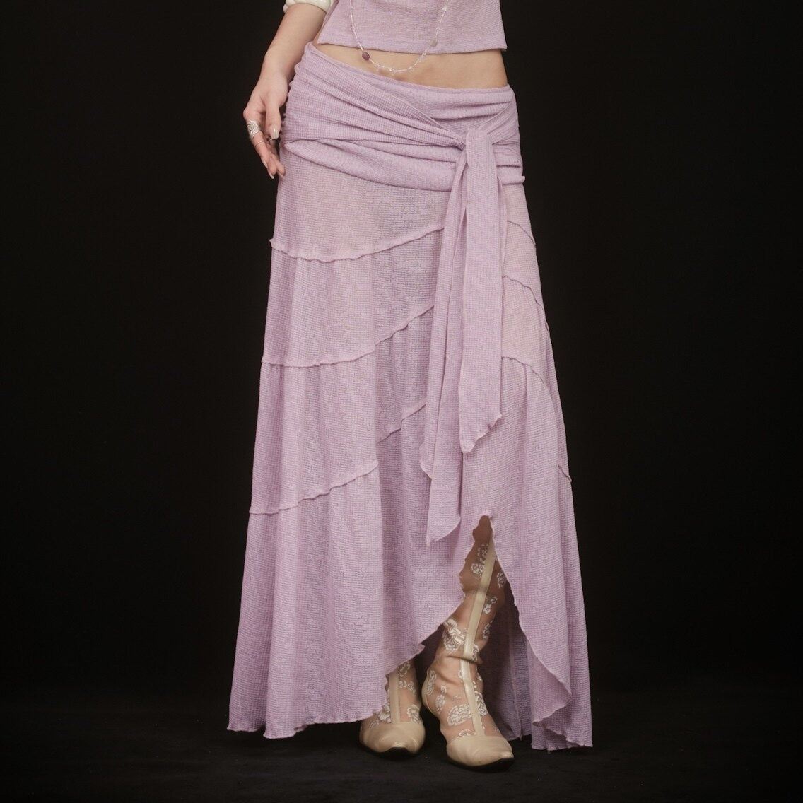 SCCREBEL_Pink_Purple_Hippie_Asymmetrical_Tiered_Women's_Matching_Skirt_Sets_906605698348_MISSTT