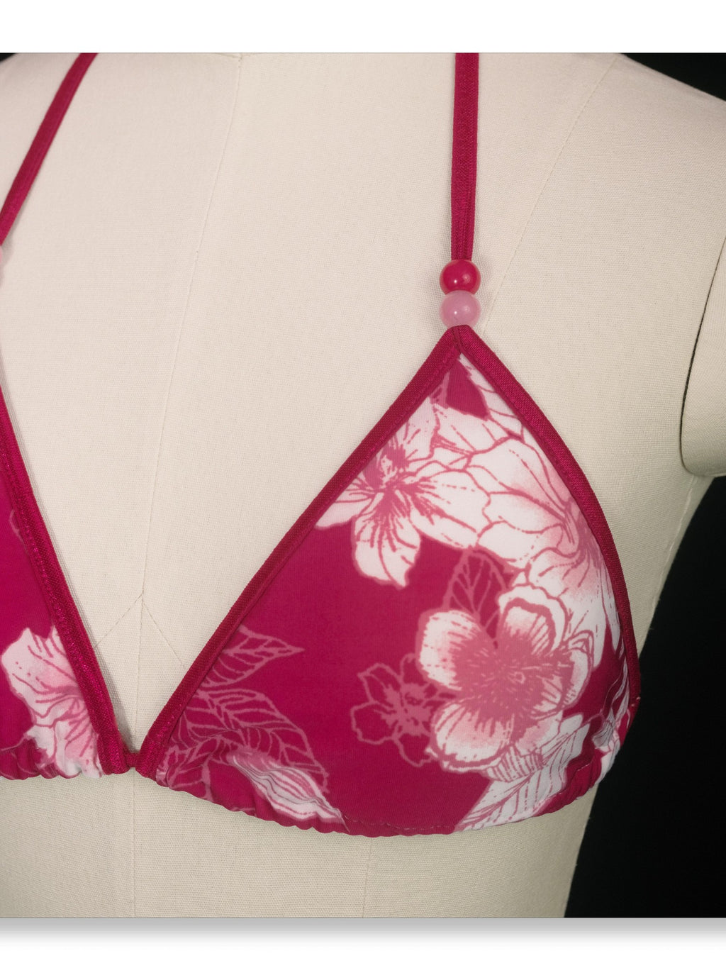 SCCREBEL Red Vintage Floral Print Tie Splice Front Slit Low Waist Women's Skirted Bikinis
