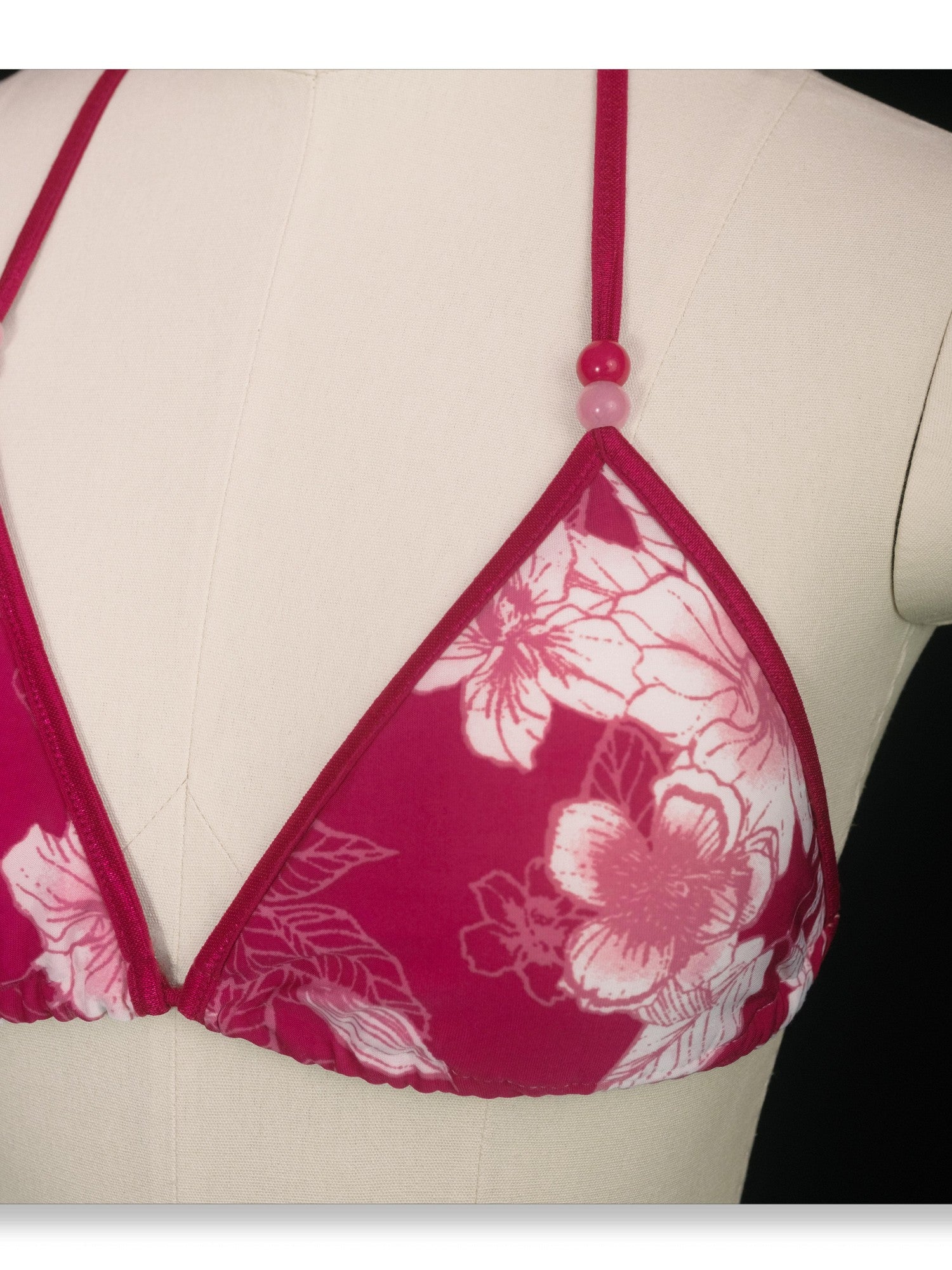 SCCREBEL Red Vintage Floral Print Tie Splice Front Slit Low Waist Women's Skirted Bikinis