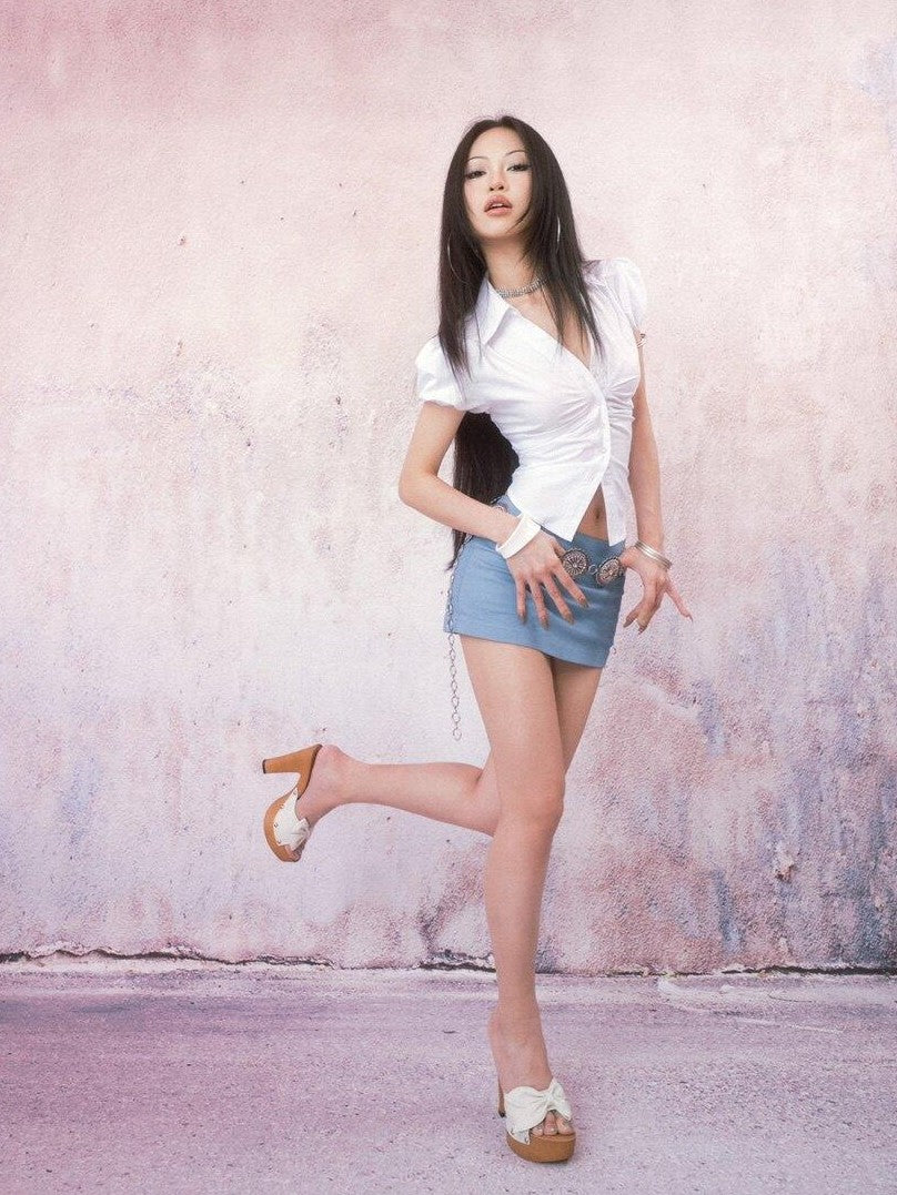 SCCREBEL Sky Blue Low Waist Hip Hugging Zipper Built In Shorts Women's Denim Mini Skirts