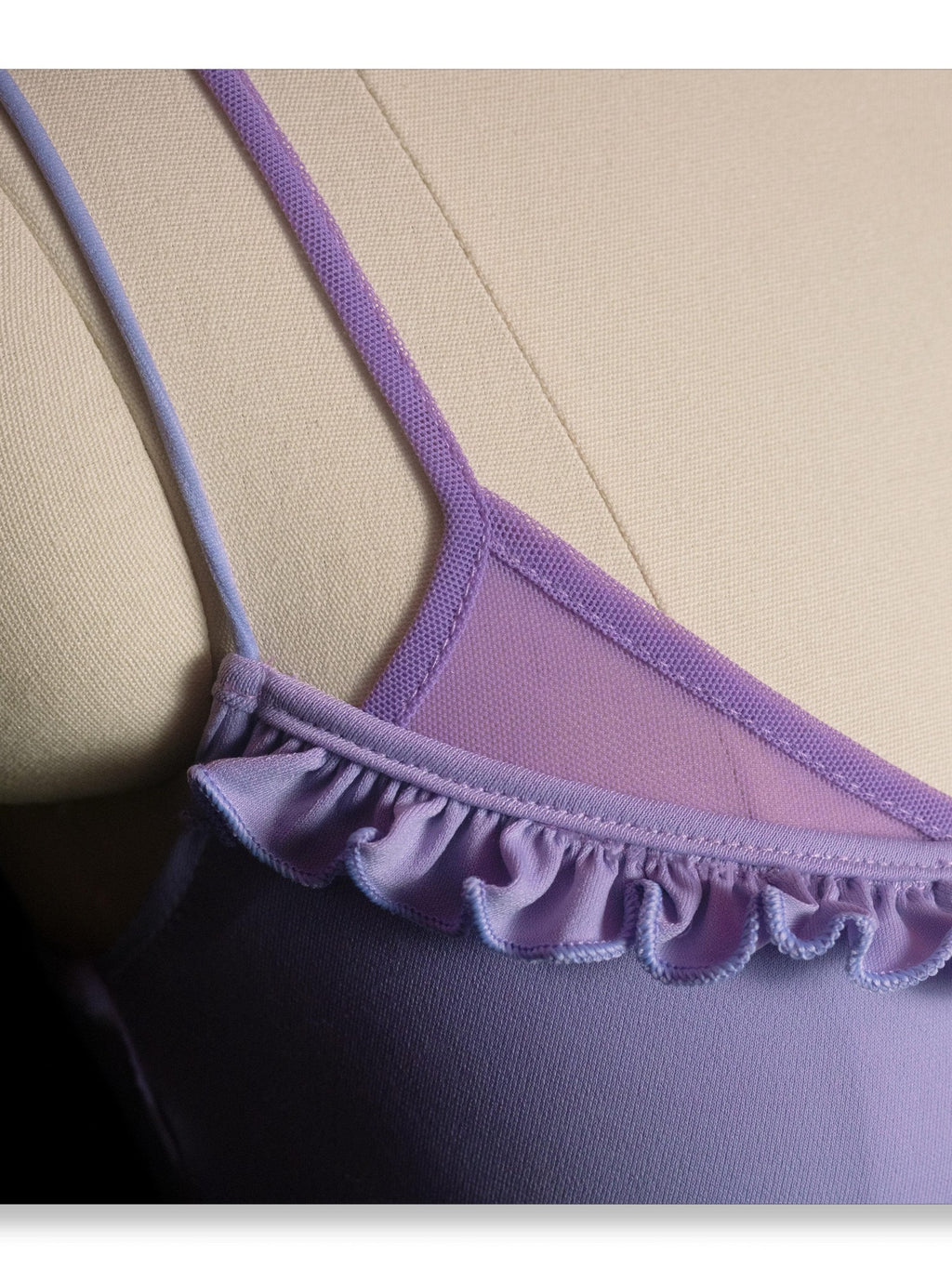 SCCREBEL Soft Mist Purple Faux Two Piece Lace Ruffle Women's Camisoles