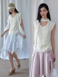 SENSELF 3 Way Wear Gold Foil Polka Dot Scarf Vest Women's Chiffon Blouses