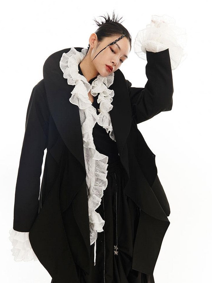 SENSELF 3d Rose Pleated Ruffle Tie Loose Long Sleeve Women's Sheer Shirts