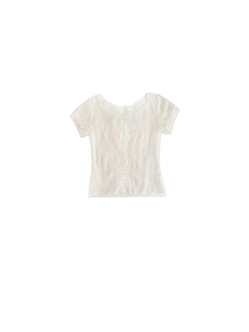 SENSELF Beige Vintage Ruched Floral Patchwork Cutout Women's Off-shoulder T-shirts