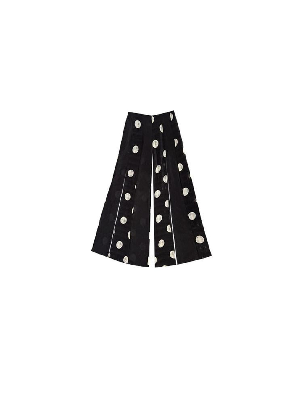 SENSELF Black Asymmetric Patch Polka Dot Plaid Split Low Waist Women's Wide-leg Pants