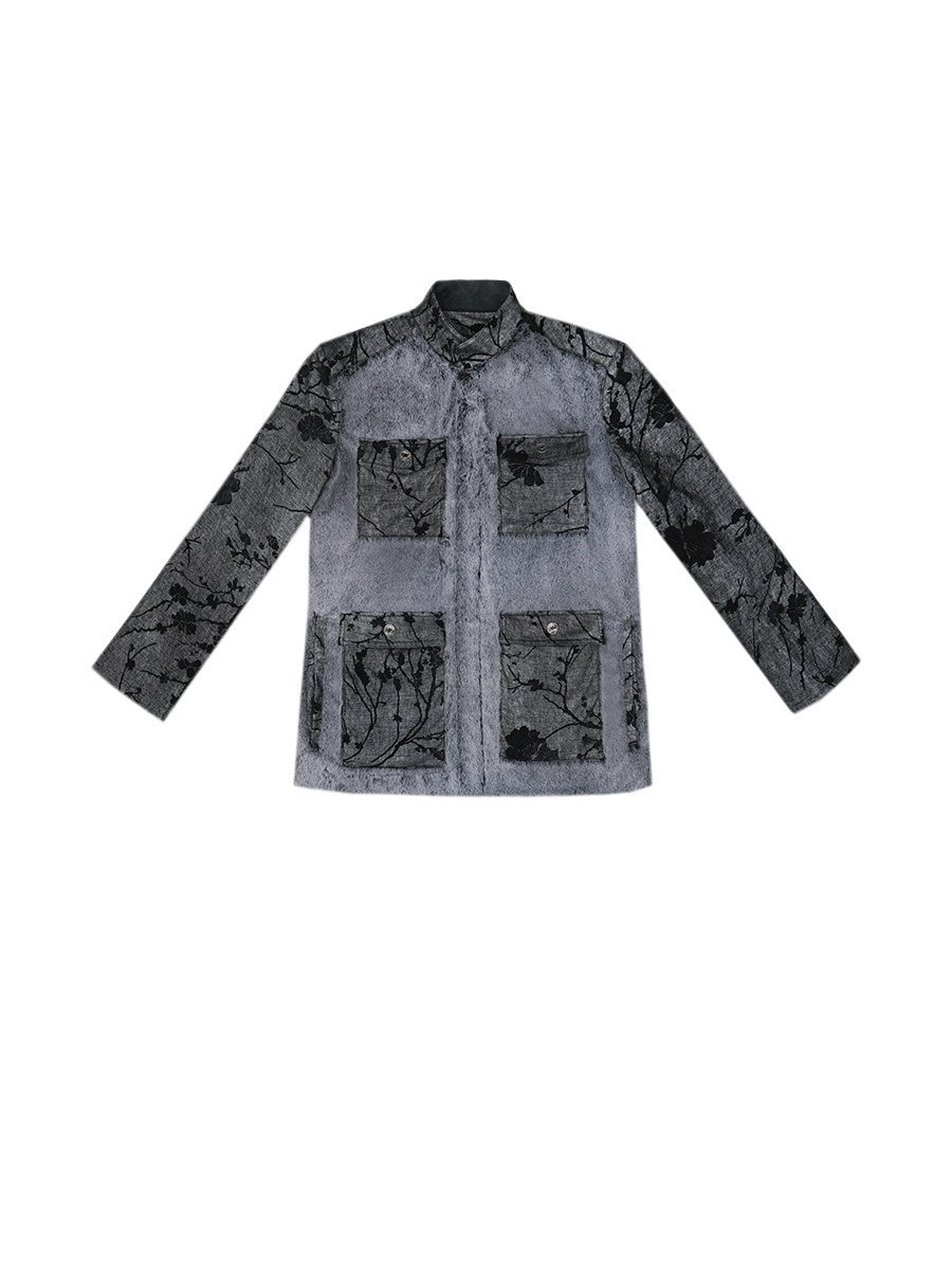 SENSELF_Black_Gray_Colorblock_Zhongshan_Style_Tailored_Women's_Wool_Blazers_745201868760_MISSTT