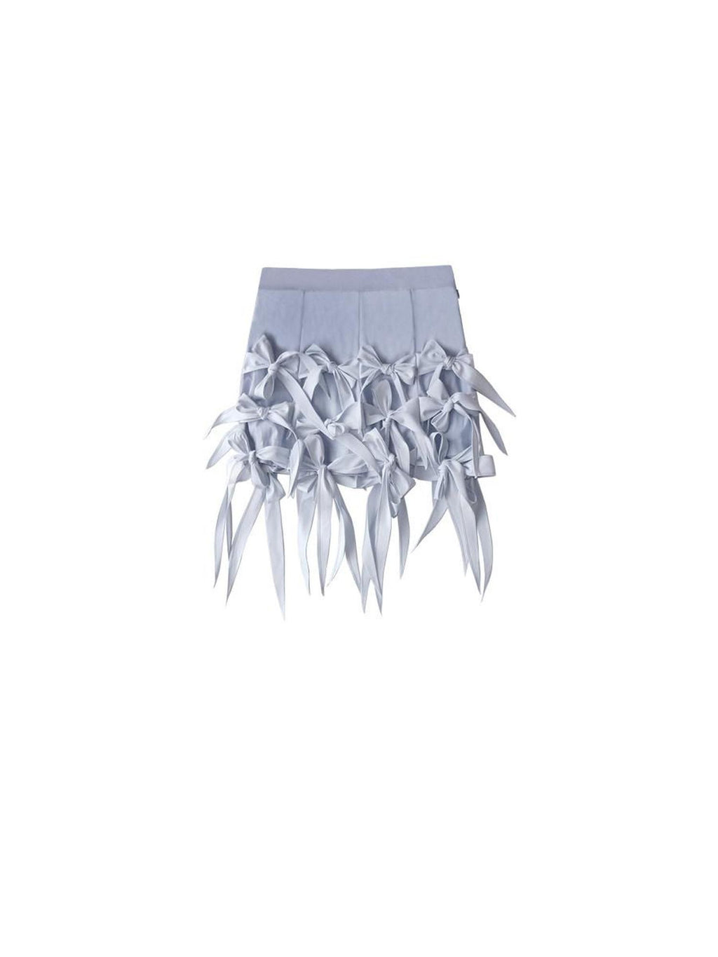 SENSELF Denim Blue Bow Hem Vintage Low Waist A Line Short Women's Denim Skorts