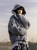 SENSELF Gray Blue Snow Leopard Print Women's Silky Plush Fleece Jackets