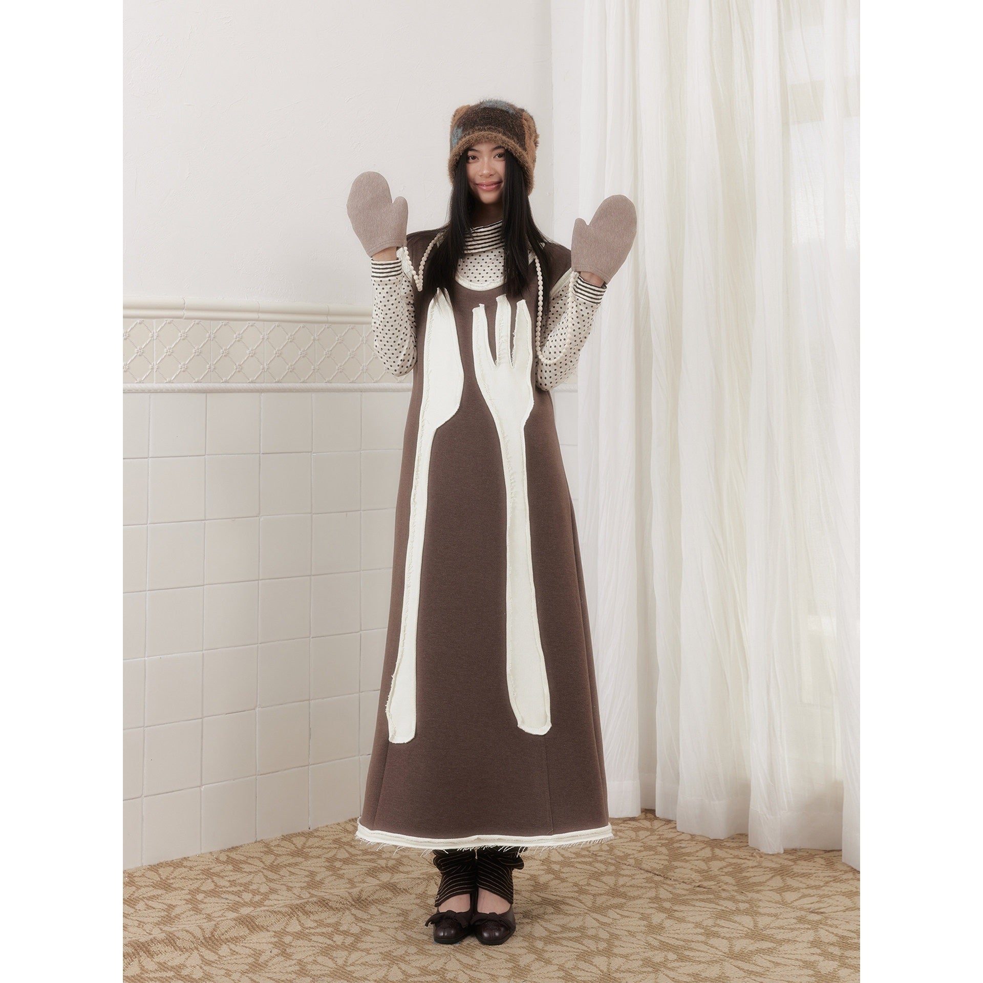 SENSELF_Off_White_Knife_Fork_Patch_A_Line_Frayed_Vest_Women's_Knit_Casual_Maxi_Dresses_990328082770_MISSTT